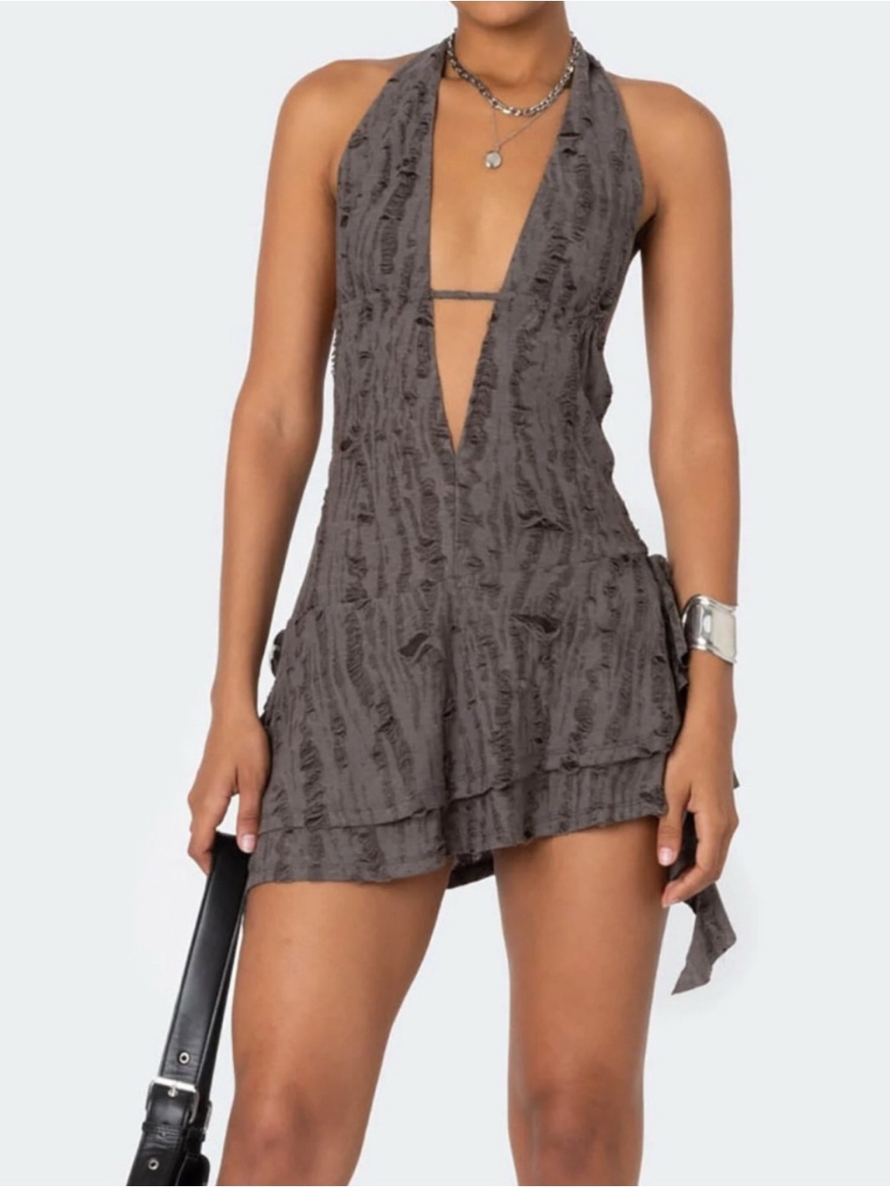 Edikted Brown Taupe Halter Swim Cover-Up Dress